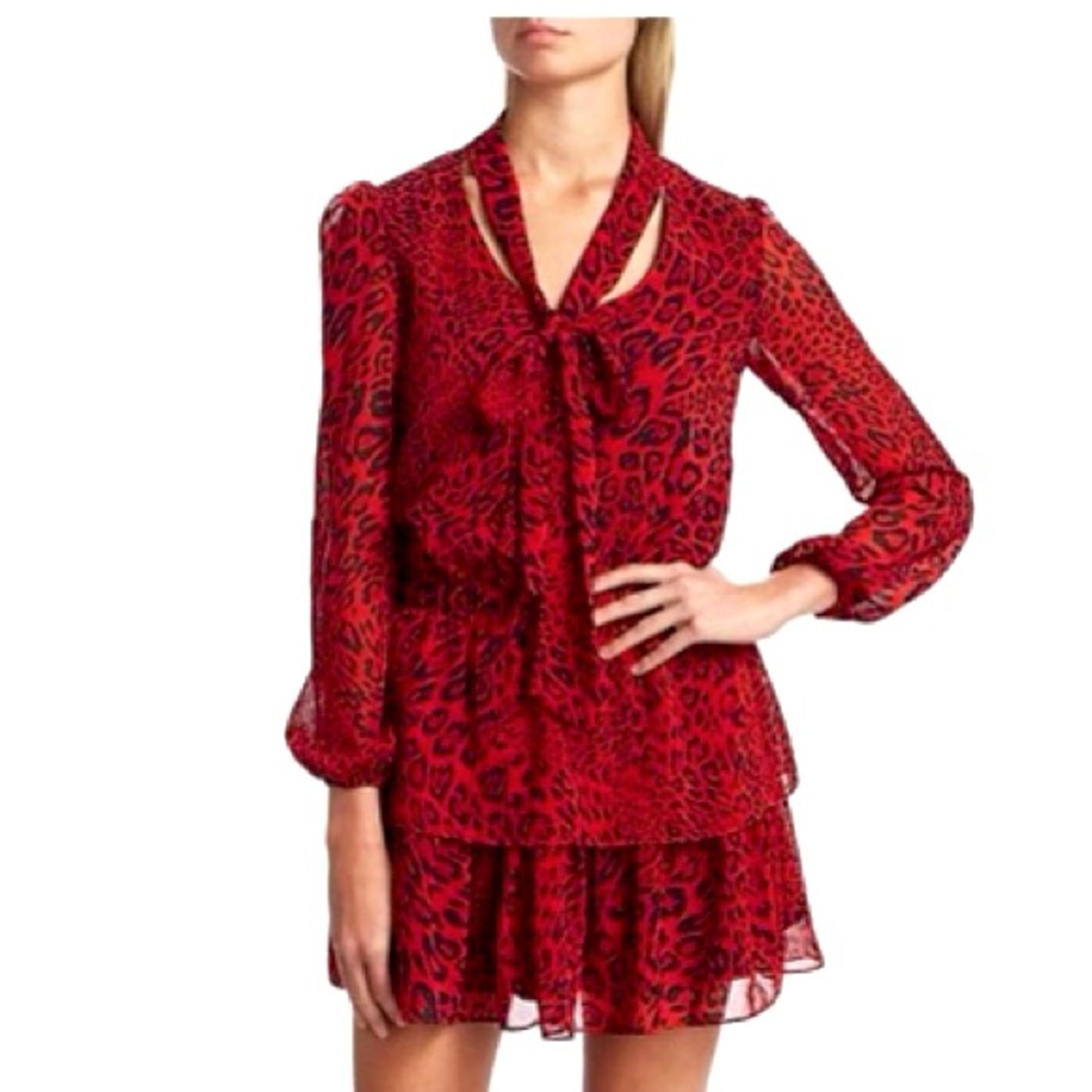 Generation Love Red leopard print ruffle dress—NWT